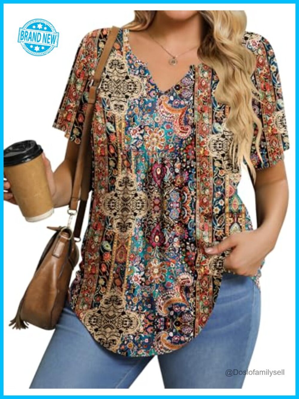 Womens Plus Size Tunic Top Short Sleeve V Neck Pleated Blouse